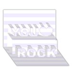 Horizontal Stripes - White and Pastel Violet You Rock 3D Greeting Card (7x5)