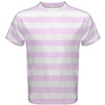 Horizontal Stripes - White and Pale Thistle Violet Men s Cotton Tee