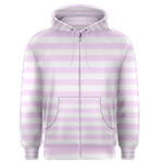 Horizontal Stripes - White and Pale Thistle Violet Men s Zipper Hoodie