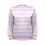 Horizontal Stripes - White and Pale Thistle Violet Women s Sweatshirt