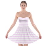 Horizontal Stripes - White and Pale Thistle Violet Strapless Bra Top Dress