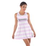 Horizontal Stripes - White and Pale Thistle Violet Cotton Racerback Dress