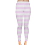 Horizontal Stripes - White and Pale Thistle Violet Women s Leggings