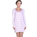 Horizontal Stripes - White and Pale Thistle Violet Long Sleeve Nightdress