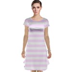 Horizontal Stripes - White and Pale Thistle Violet Cap Sleeve Nightdress