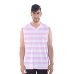 Horizontal Stripes - White and Pale Thistle Violet Men s Basketball Tank Top