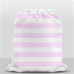 Horizontal Stripes - White and Pale Thistle Violet Drawstring Bag (Small)