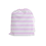 Horizontal Stripes - White and Pale Thistle Violet Drawstring Pouch (L)