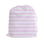 Horizontal Stripes - White and Pale Thistle Violet Drawstring Pouch (XXl)