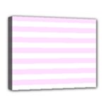 Horizontal Stripes - White and Pale Thistle Violet Deluxe Canvas 20  x 16  (Stretched)