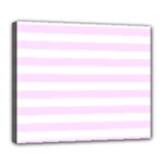Horizontal Stripes - White and Pale Thistle Violet Deluxe Canvas 24  x 20  (Stretched)