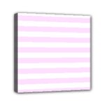 Horizontal Stripes - White and Pale Thistle Violet Mini Canvas 6  x 6  (Stretched)