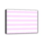 Horizontal Stripes - White and Pale Thistle Violet Mini Canvas 7  x 5  (Stretched)