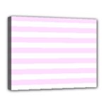 Horizontal Stripes - White and Pale Thistle Violet Canvas 14  x 11  (Stretched)