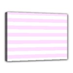 Horizontal Stripes - White and Pale Thistle Violet Canvas 16  x 12  (Stretched)