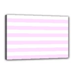 Horizontal Stripes - White and Pale Thistle Violet Canvas 18  x 12  (Stretched)