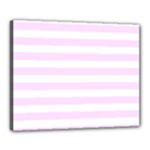 Horizontal Stripes - White and Pale Thistle Violet Canvas 20  x 16  (Stretched)