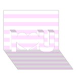 Horizontal Stripes - White and Pale Thistle Violet I Love You 3D Greeting Card (7x5)