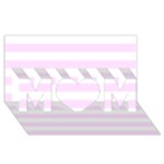 Horizontal Stripes - White and Pale Thistle Violet MOM 3D Greeting Card (8x4)