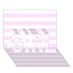 Horizontal Stripes - White and Pale Thistle Violet GIRL 3D Greeting Card (7x5)