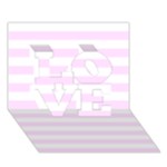 Horizontal Stripes - White and Pale Thistle Violet LOVE 3D Greeting Card (7x5)