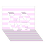 Horizontal Stripes - White and Pale Thistle Violet LOVE 3D Greeting Card (7x5)