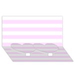 Horizontal Stripes - White and Pale Thistle Violet Twin Heart Bottom 3D Greeting Card (8x4)