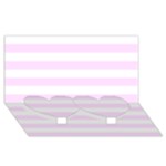Horizontal Stripes - White and Pale Thistle Violet Twin Heart Bottom 3D Greeting Card (8x4)