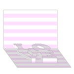 Horizontal Stripes - White and Pale Thistle Violet LOVE Bottom 3D Greeting Card (7x5)
