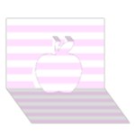 Horizontal Stripes - White and Pale Thistle Violet Apple 3D Greeting Card (7x5)