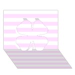 Horizontal Stripes - White and Pale Thistle Violet Clover 3D Greeting Card (7x5)