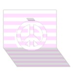 Horizontal Stripes - White and Pale Thistle Violet Peace Sign 3D Greeting Card (7x5)