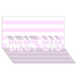 Horizontal Stripes - White and Pale Thistle Violet BEST SIS 3D Greeting Card (8x4)