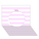 Horizontal Stripes - White and Pale Thistle Violet Circle 3D Greeting Card (7x5)