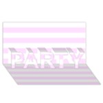 Horizontal Stripes - White and Pale Thistle Violet PARTY 3D Greeting Card (8x4)