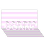 Horizontal Stripes - White and Pale Thistle Violet SORRY 3D Greeting Card (8x4)