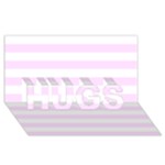 Horizontal Stripes - White and Pale Thistle Violet HUGS 3D Greeting Card (8x4)