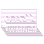 Horizontal Stripes - White and Pale Thistle Violet Best Wish 3D Greeting Card (8x4)