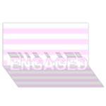 Horizontal Stripes - White and Pale Thistle Violet ENGAGED 3D Greeting Card (8x4)