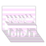 Horizontal Stripes - White and Pale Thistle Violet You Did It 3D Greeting Card (7x5)