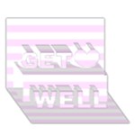 Horizontal Stripes - White and Pale Thistle Violet Get Well 3D Greeting Card (7x5)