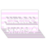 Horizontal Stripes - White and Pale Thistle Violet Merry Xmas 3D Greeting Card (8x4)