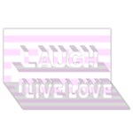 Horizontal Stripes - White and Pale Thistle Violet Laugh Live Love 3D Greeting Card (8x4)