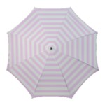 Horizontal Stripes - White and Pale Thistle Violet Golf Umbrella