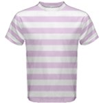 Horizontal Stripes - White and Thistle Violet Men s Cotton Tee