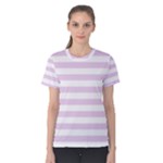 Horizontal Stripes - White and Thistle Violet Women s Cotton Tee