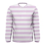 Horizontal Stripes - White and Thistle Violet Men s Long Sleeve T-shirt