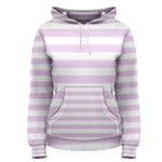 Horizontal Stripes - White and Thistle Violet Women s Pullover Hoodie