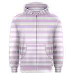 Horizontal Stripes - White and Thistle Violet Men s Zipper Hoodie