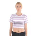 Horizontal Stripes - White and Thistle Violet Cotton Crop Top